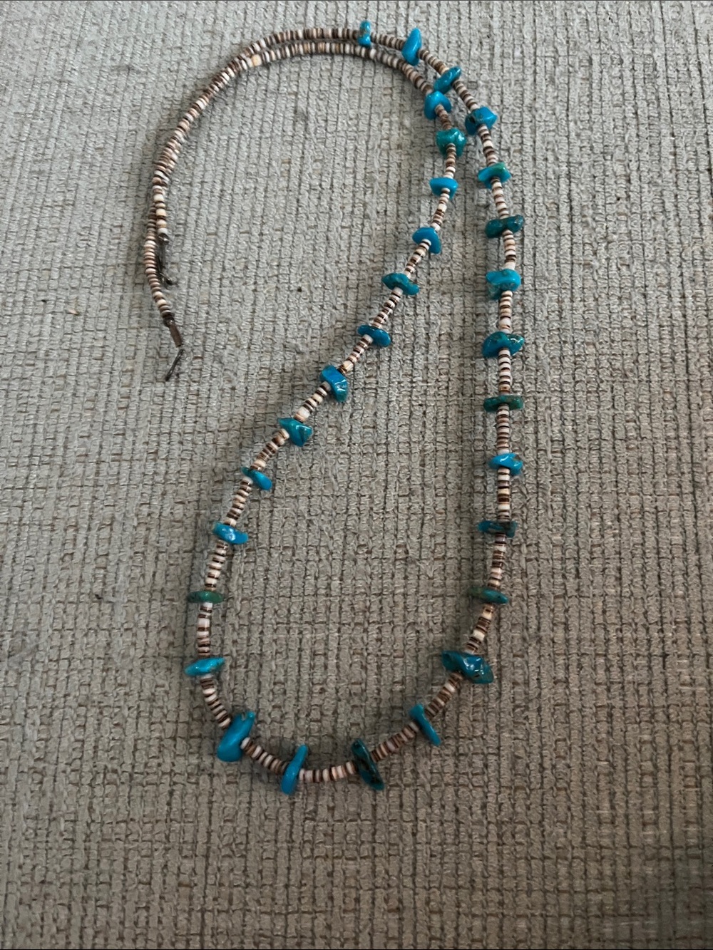 Blue Turquoise Chip Necklace with Silver Beads - Women Jewelry